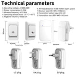 Outdoor Wireless Doorbell Waterproof House Chime Kit 300M