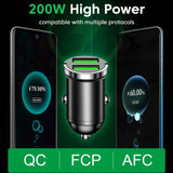 200W Dual Ports Mini USB Car Charger Super Fast Charging