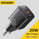 Essager 20W GaN USB Type C Charger PD Fast Charge Phone QC 3.0