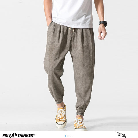 Privathinker Cotton Linen Casual Harem Pants