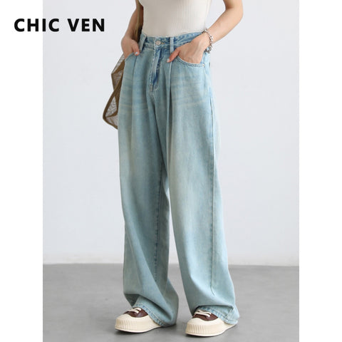 CHICVEN Women's Jeans Blue High Waisted