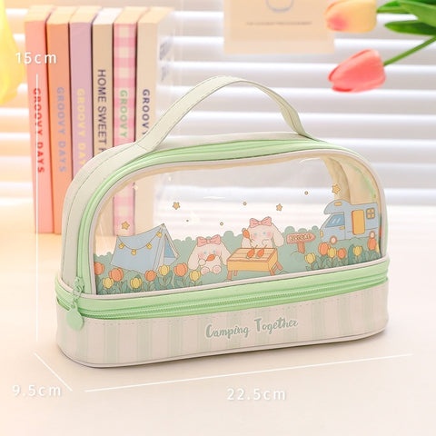 Kawaii Pencil Case Double Layer Large Capacity