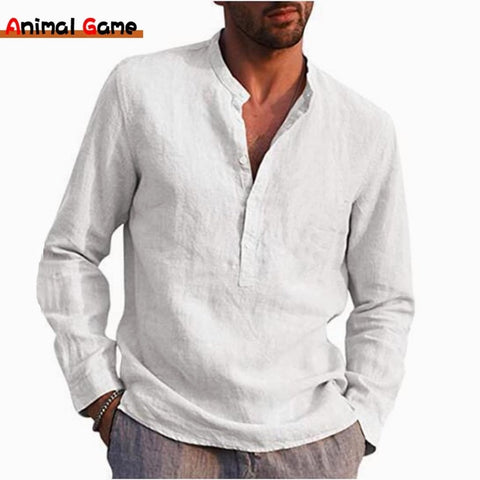 Men's Linen Long Sleeve T-Shirt