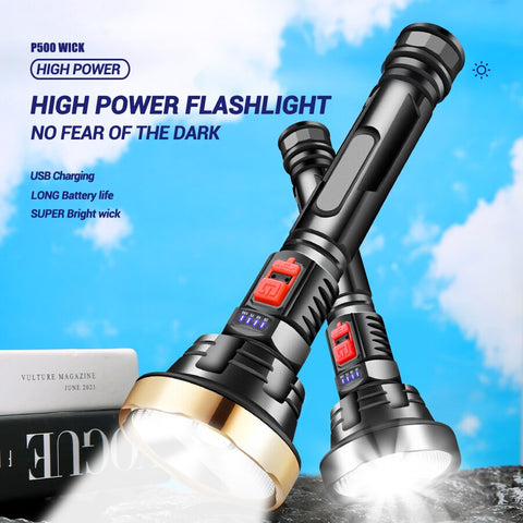 Big Strong Light LED Flashlight USB Rechargeable