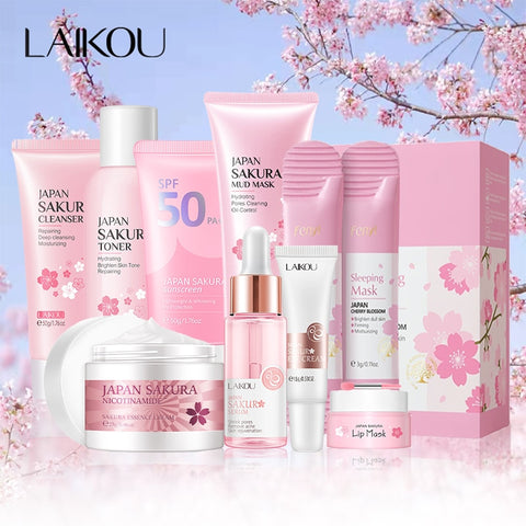 9pcs Facial Products Kit Sakura Skin Care Set