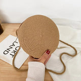 Minimalist Straw Bag Round Crossbody Purse