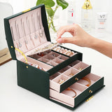 Multi-functional Three-layer Leather Drawer-style Jewelry Box