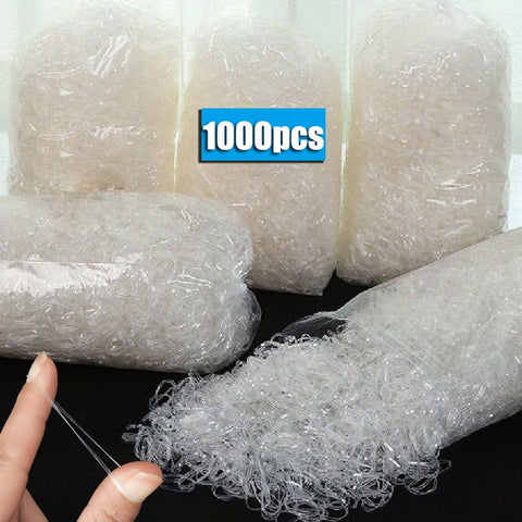 200-1000pcs Transparent Hair Elastic Rope Rubber Band