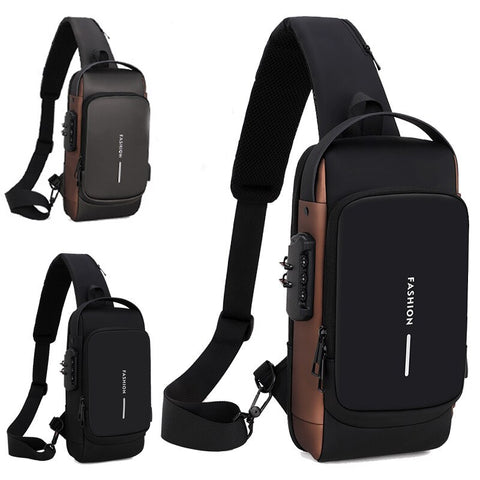 Men Multifunction Anti Theft USB Shoulder Bag