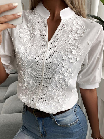 Floral Embroidery Lace Blouse