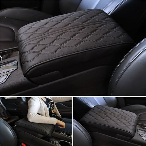 Wave Embroider PU Leather Car Armrest Mat