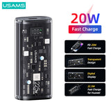 USAMS Transparent Digital Display Power Bank 9000mAh