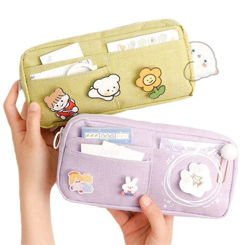 Kawaii Purple Canvas Pencil Case Cute